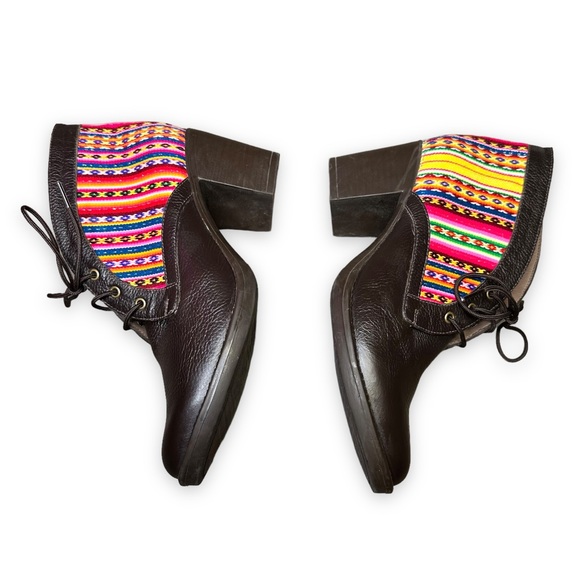 Killasumaq Mister Stenholm Dark Brown Leather Booties Serape Fabric Size EU 39 - Picture 10 of 17